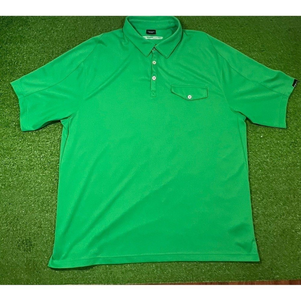 Y2K Oakley Polo XL Green Pocket Performance Outdoor‎ Shirt EUC Lightweight